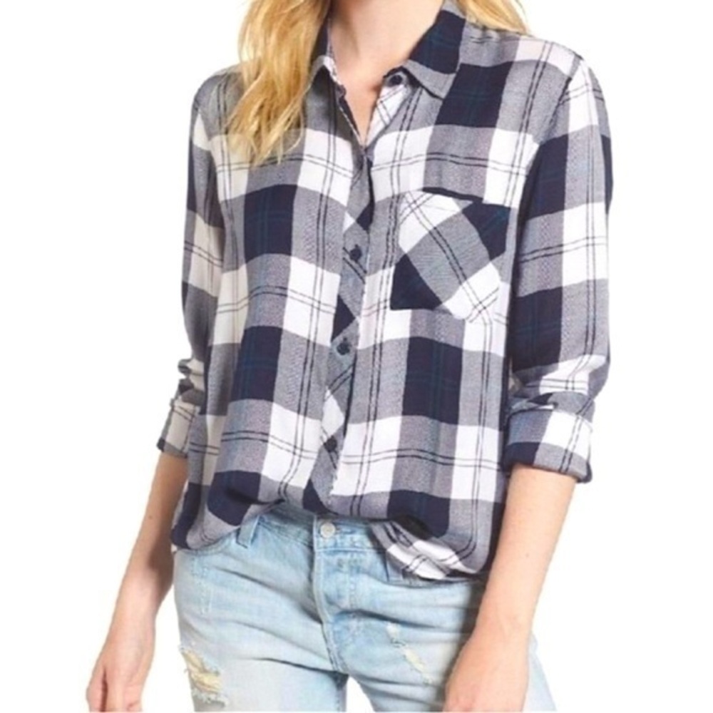 Rails Hunter navy and white flannel